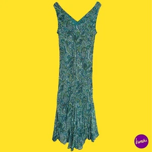 EAST Women's Mermaid Paisley Maxi Dress, Sleeveless, V Neckline, Turquoise,UK 16 - Picture 1 of 8