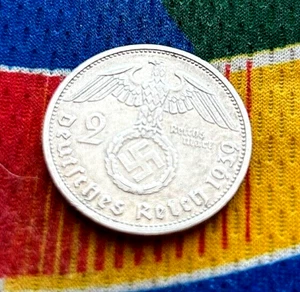Alemania 1939 G 2 marcos moneda de plata alemana Segunda Guerra Mundial moneda Reichsmark del 3er Reich - Imagen 1 de 2