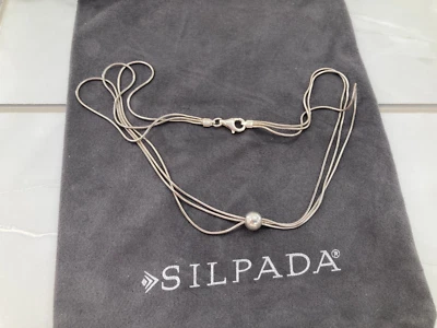 Silpada Sterling Silver Thoreau Necklace N0914 3 Strand Snake Chain Ball Bead - Image 1 of 4