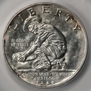 1925 S ANACS MS63 Disk Clip California Silver Half Dollar Mint Error Rare - Picture 1 of 4