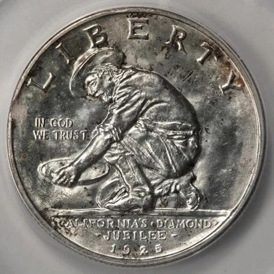 1925 S ANACS MS63 Disk Clip California Silver Half Dollar Mint Error Rare - Image 1 of 4