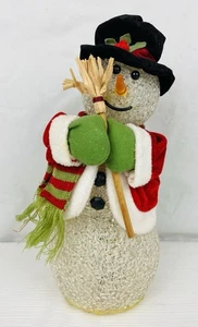 Vintage Weihnachten animiert beleuchtet singend tanzender Schneemann Kunststoff Popcorn Avon  - Bild 1 von 8