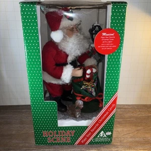 Vintage Santa Claus Musical Holiday Scene By Holiday Creations Works Dog Light - Picture 1 of 8