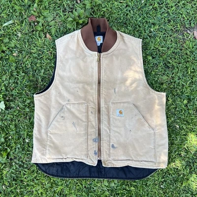 Chaleco de Trabajo Carhartt Desteñido Envejecido Pato Lona Tostado Talla XL Foto 1 de 4