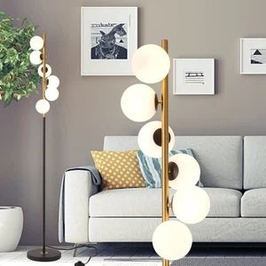 Modern Floor Lamp LED Standing Tall Pole Lamp with Glass Shade Elegant Mid Ce... - Picture 1 of 6