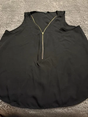 Blusa sin mangas AMBIANCE para mujer mediana negra transparente con cremallera frontal Foto 1 de 4