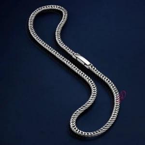 Collar Doble Platino Cubano Longitud 24 Pulgadas PT950 Hombres Ancho 6 MM - Imagen 1 de 12