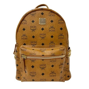 MCM Bags for Women and Men, PVC Visetos Small Cognac Backpack - Picture 1 of 10