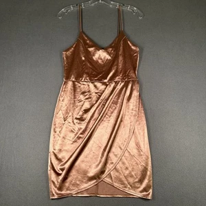 Lulus Dress Womens Medium Satin Surplice Wrap Cocktail Spaghetti Strap Party - Picture 1 of 12