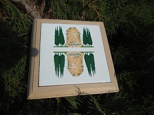 DESSOUS DE PLAT FAIENCE + CADRE BOIS THEME JARDIN FABRIQUE EN FRANCE PRIX PROMO - Picture 1 of 1