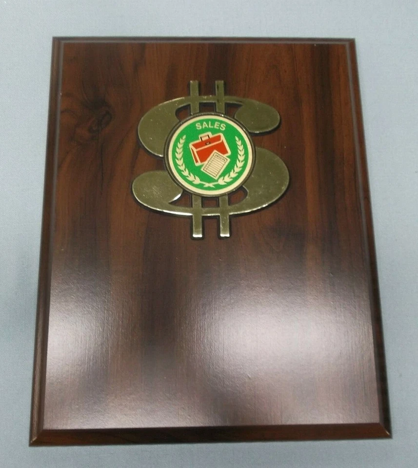 8  x 10 cherry finish plaque sales dollar sign award trophy personalized - Image 1 of 1