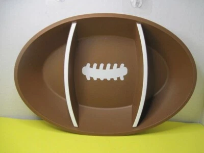 Football Shaped Reusable Brown Plastic Divided Snack Dish - Image 1 of 4