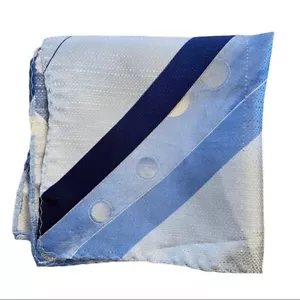 Men’s Suit Pocket Square 100% Silk Blue Stripes And Circle Pattern. - Picture 1 of 4