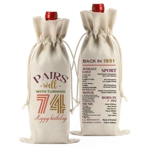 Funny 74th Birthday Wine Bag for Women Men 1950 Anniversary Party Supplies - Picture 1 of 6