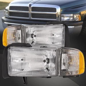Fits 94-01 Dodge Ram Pickup 1500 2500 3500 Headlights and Corner Lights - Foto 1 di 5