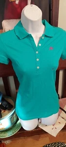 CAMISA POLO AEROPOSTALE MANGA CORTA AZUL AZULADO LOGOTIPO TALLA XS ELÁSTICA - Imagen 1 de 4