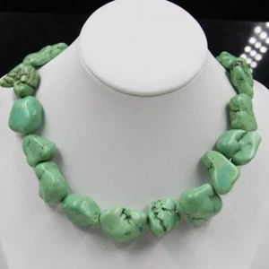 Natural Turquoise Necklace Chunky Gemstone Beads Jewelry 18 inches Fancy Hot - Picture 1 of 4