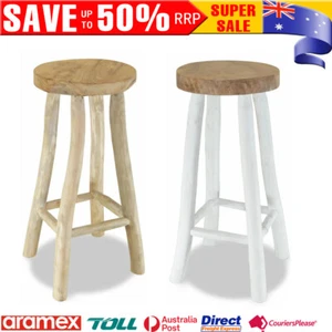 Wooden Bar Stool Seat Counter Chair Home Garden Outdoor Barstool Solid Teak Wood - Picture 1 of 9
