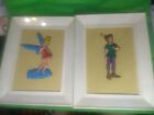 1966 Vintage Pair Disney Tinkerbell Rare Vinyl Puffy Peter Pan Framed Characters