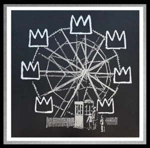 BANKSY -"BANKSQUIAT"(Gray/ Black) - Screenprint- Hand Signed- Iconic- ONE LEFT! - Picture 1 of 6