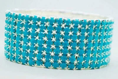 Pulsera elástica azul 7 filas cristal estrás moda boda novia   Foto 1 de 3