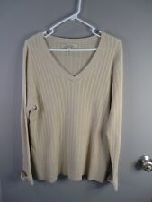 Cabelas Womens L Long Sleeve V Neck Cable Knit Sweater Beige