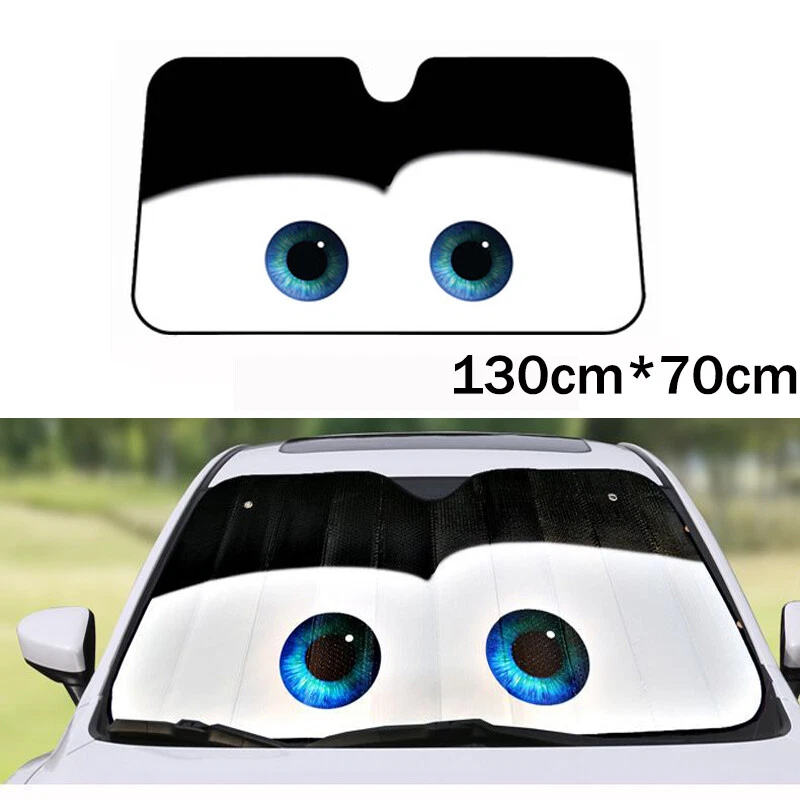 Cartoon Eyes Car Windshield Sun Visor Sunshade Cover Aluminium Foil Black - Image 1 of 4