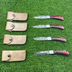 Set of 4 Custom Handmade Damascus Pocket Folding Knives - Folding knives SN-4964 - Picture 1 of 8