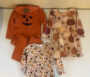 CO475 Niñas Pequeñas Otoño Halloween Lote Camisa Vestido Calabaza Conjunto Talla 4T - Imagen 1 de 4