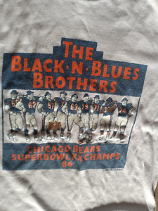 Vintage Chicago Bears Super Bowl XX Champs T-Shirt Black-N-Blues Brothers 1986