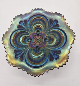 1910 Antique Imperial Carnival Glass Amethyst Purple Scroll Luncheon Plate 9" - Picture 1 of 5