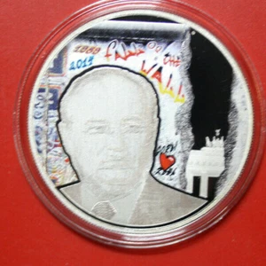 Palau 5 Dollars 2014 Silver Fall of the Berlin Wall F3505 Color "Gorbachev" 3D - Picture 1 of 8