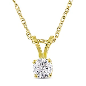 Amour 14k Yellow Gold 1/4CT TDW Diamond Solitaire Pendant Necklace - Picture 1 of 4