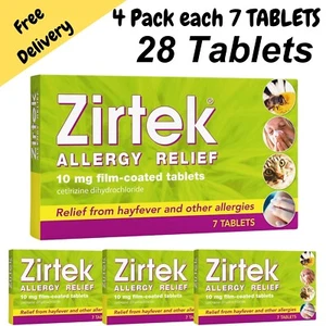 Zirtek Allergy Relief Hayfever Pet Dust Skin Stings Pets Hives 28 Tablets 10mg