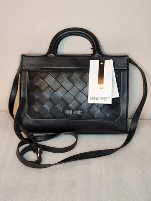Mini Bolso de Hombro Nine West Negro Ojai Nuevo Tejido Cartera Bandolera Foto 1 de 4