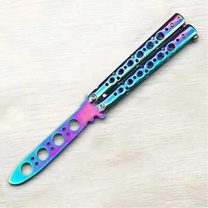 Portable Folding Butterfly Knife CSGO Balisong Trainer Stainless Steel Pocket - Picture 1 of 15