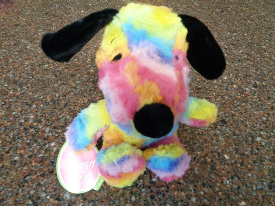 Hallmark Peanuts Snoopy Multi Color Tie Dye Rainbow Plush Stuffed Animal Toy