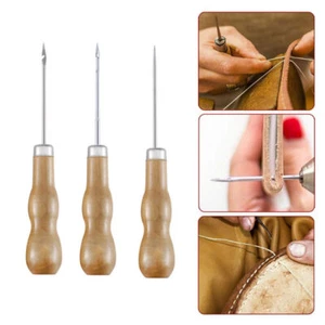 3X Leather Sewing Awl Shoe Repair Hole Maker DIY Craft Stitch Needle Cone Tools - Picture 1 of 13