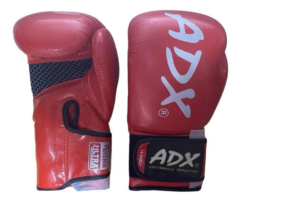 Guantes de Boxeo Profesionales Rojos Mexicanos Estilo Correa Sparring Competición ADX 14oz Foto 1 de 1