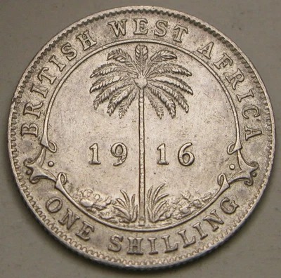 ÁFRICA OCCIDENTAL BRITÁNICA 1 chelín 1916 H - plata 0,835 - Jorge V. - XF- - 2160 * Foto 1 de 2