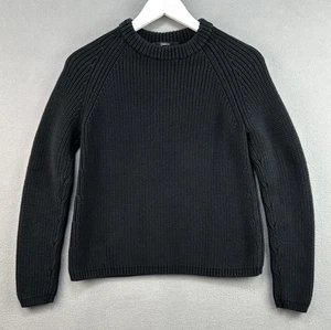 Quince Sweater Small Black Organic Cotton Thick Chunky Knit Pullover Crewneck - Picture 1 of 8