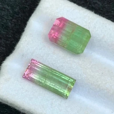 7.85 CRT Bicolour Watermelon 🍉 Tourmaline Natural Earth Mined Unheated Faceted - Image 1 of 4