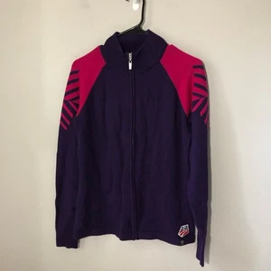 Neve 100% wool full zip purple pink ski sweater US ski team womens M cozy soft - Picture 1 of 10