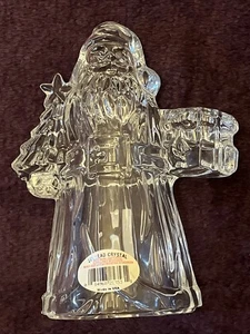 Clear Santa 24% Lead Crystal Candle Holder Christmas Holiday 7½" - Picture 1 of 3