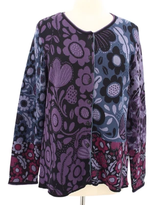 Gudrun Sjoden кардиган свитер женщин большой цветочный богемное Artsy Lagenlook - Изображение 1 из 4