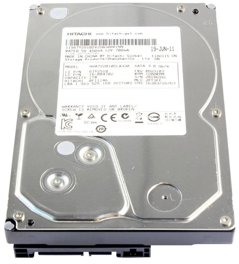 HITACHI - Pemacu Cakera Keras DALAMAN 3.5” SATA 3Gb/s, 1TB 7200rpm (Diperakui) - Image 1 of 1