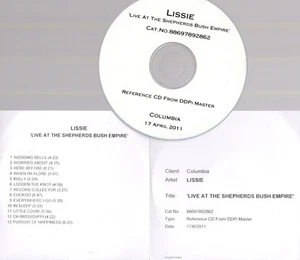Lissie RARE MASTERING PROMO CD Live At The Shepherds Bush Empire - Picture 1 of 2