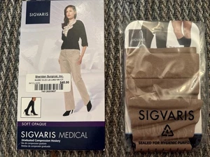 SIGVARIS Style Soft Opaque Knee-High Socks 15-20 Nude LL Long Large  New In Pack - Picture 1 of 4