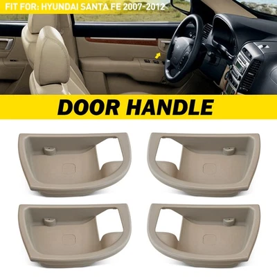 4 peças tampa interna de acabamento de maçaneta de porta bege para Hyundai Santa Fe 2007-2012 - Imagem 1 de 4