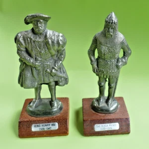 Diecast models- Pewter figures of Henry VIII & the Black Prince on wooden plinth - Picture 1 of 6